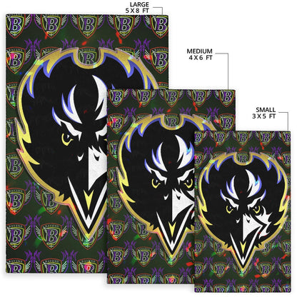 Baltimore Ravens American Football Team Area Rug Raven Head In Black Fire B Wings Patterns Rugs Home Decor