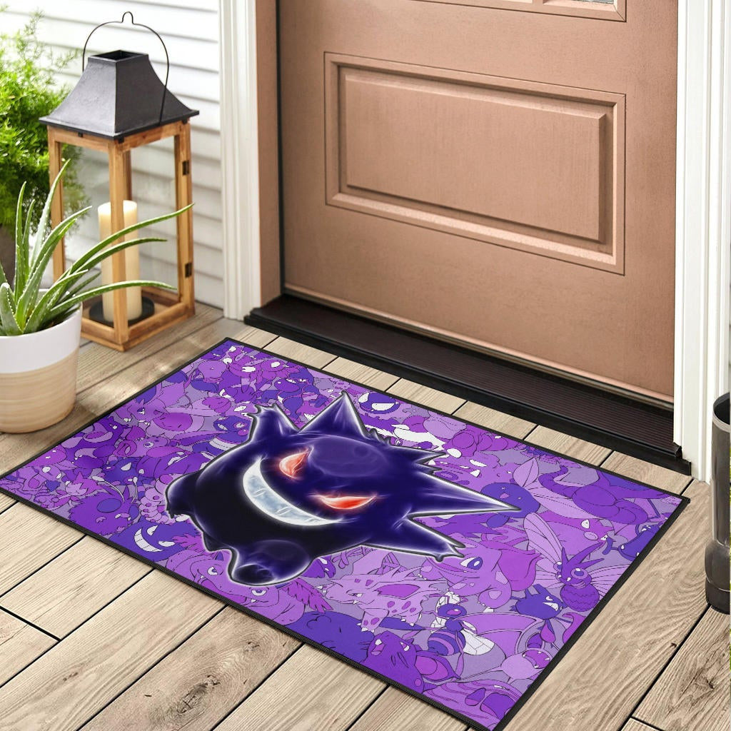 Pokemon Anime Door Mat - Evil Hintergrund Gengar Red Eyes With Purple Pokemons Door Mat Home Decor