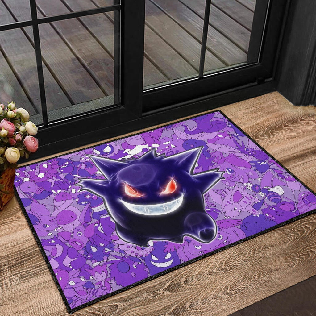Pokemon Anime Door Mat - Evil Hintergrund Gengar Red Eyes With Purple Pokemons Door Mat Home Decor