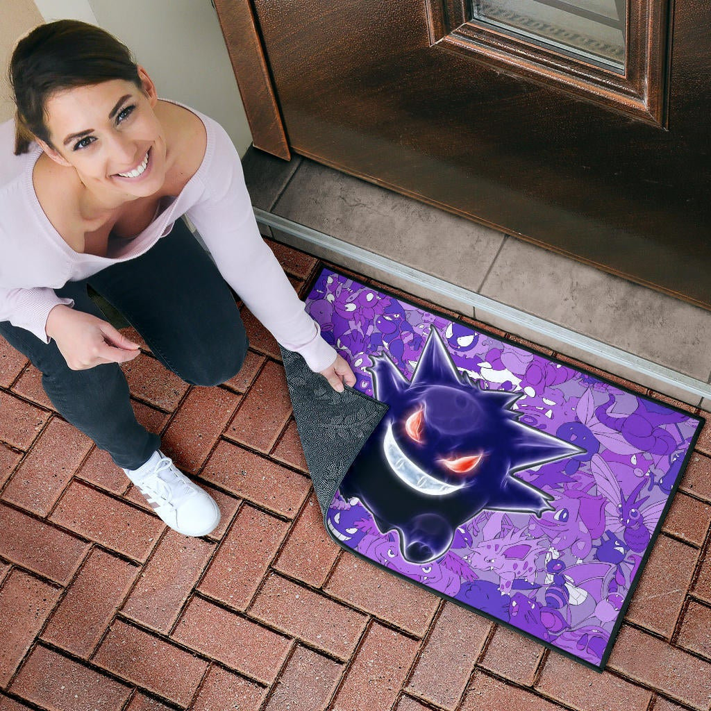 Pokemon Anime Door Mat - Evil Hintergrund Gengar Red Eyes With Purple Pokemons Door Mat Home Decor