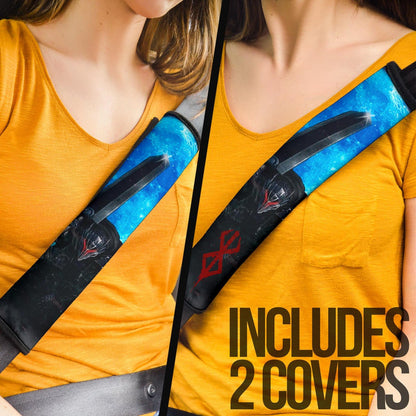 Berserk Anime Seat Belt Covers - Guts Armor Armadura Sitting On Cliff Full Blue Moon Belt Covers