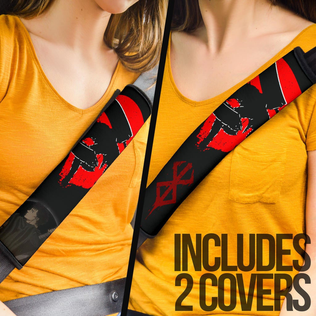 Berserk Anime Seat Belt Covers - Guts With Wolf Armor Bloody Red Moon Belt Covers