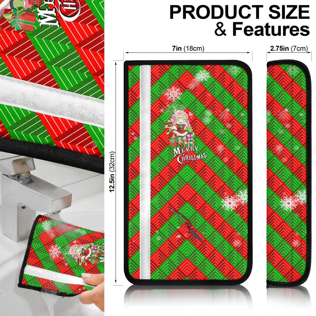 Demon Slayer Anime Seat Belt Covers - Merry Christmas Mitsuri Chibi Xmas Sweet Girl Belt Covers