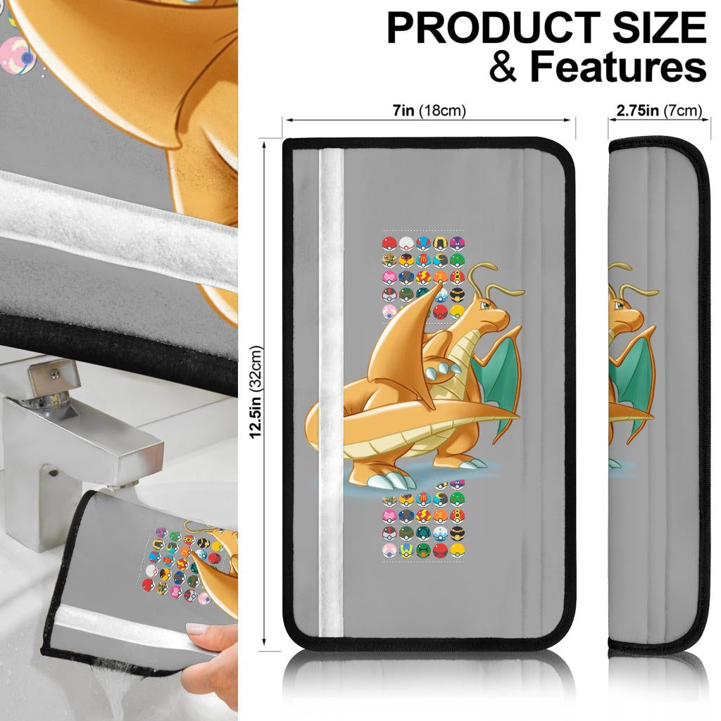 Pokemon Anime Seat Belt Covers Dragonite Render With Colorful Pokeballs Belt Covers