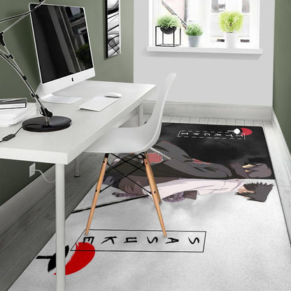 Naruto Anime Area Rug - Itachi And Susuke Uchiha Clan Back To Back Rugs Home Decor