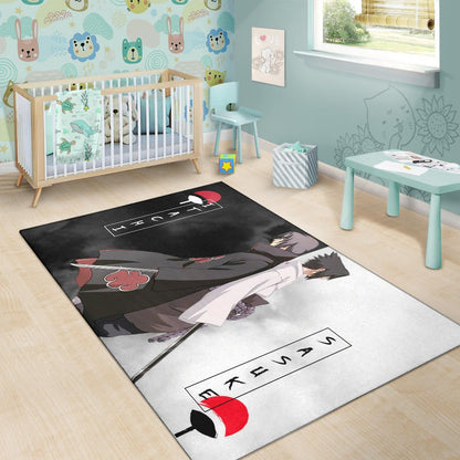 Naruto Anime Area Rug - Itachi And Susuke Uchiha Clan Back To Back Rugs Home Decor