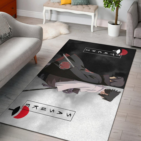 Naruto Anime Area Rug - Itachi And Susuke Uchiha Clan Back To Back Rugs Home Decor