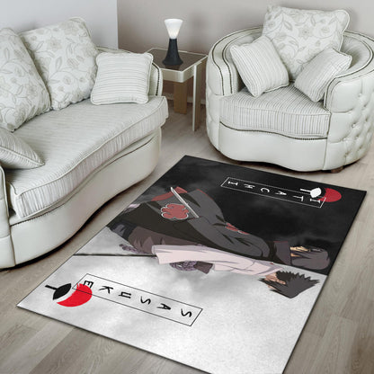Naruto Anime Area Rug - Itachi And Susuke Uchiha Clan Back To Back Rugs Home Decor