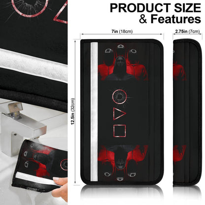 Squid Game Movie Seat Belt Covers - Squid Worker With Masked Boss Round Square Triangle Belt Covers