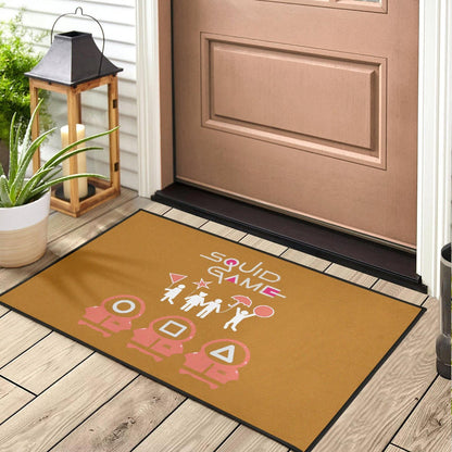 Squid Game Movie Door Mat Dalgona Challenge Round Square Triangle Umbrella Fat Squid Worker Door Mat Home Decor