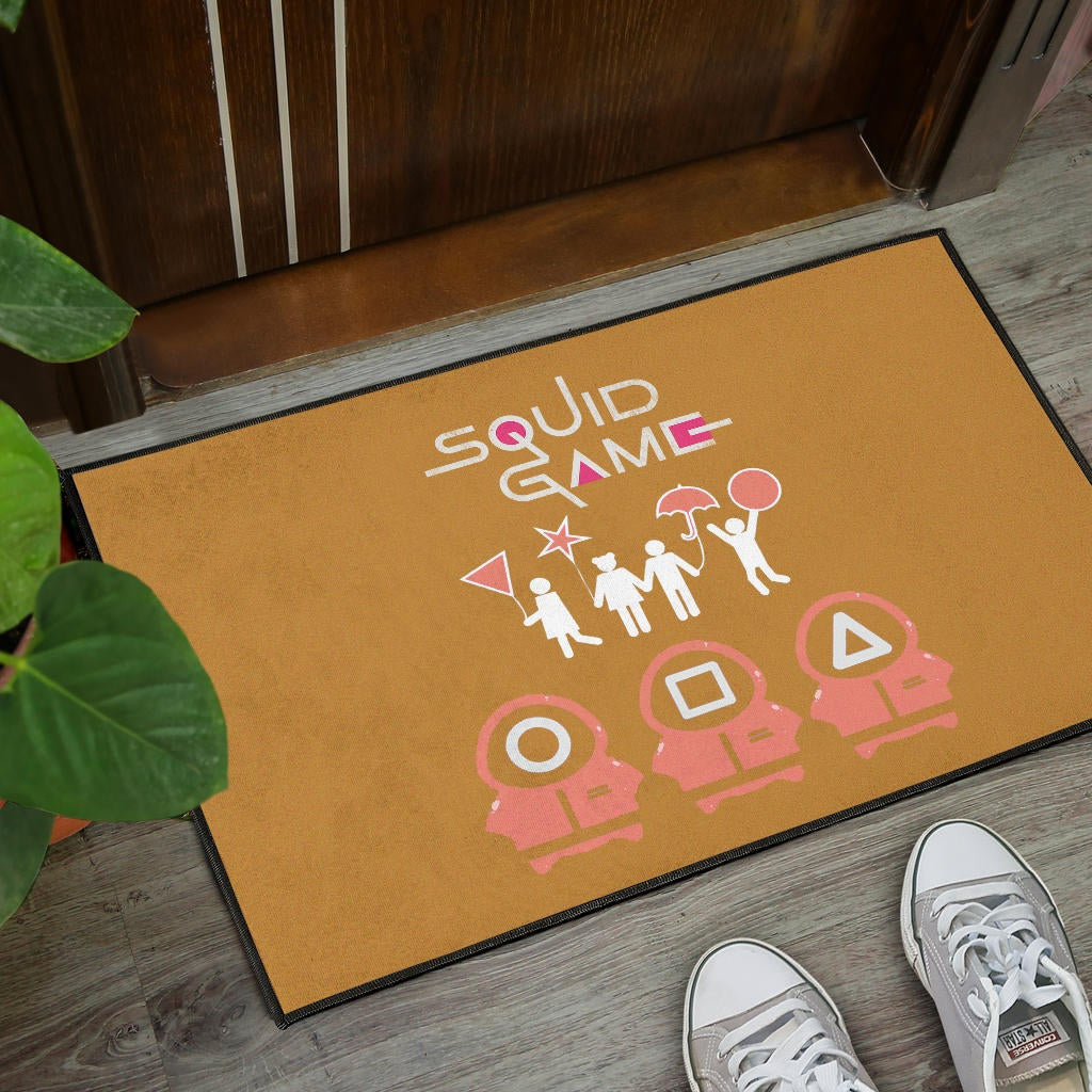 Squid Game Movie Door Mat Dalgona Challenge Round Square Triangle Umbrella Fat Squid Worker Door Mat Home Decor