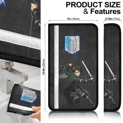 Attack On Titan Anime Seat Belt Covers AOT Angry Levi Ackerman Fighting Dark Smoking Grey Belt Covers
