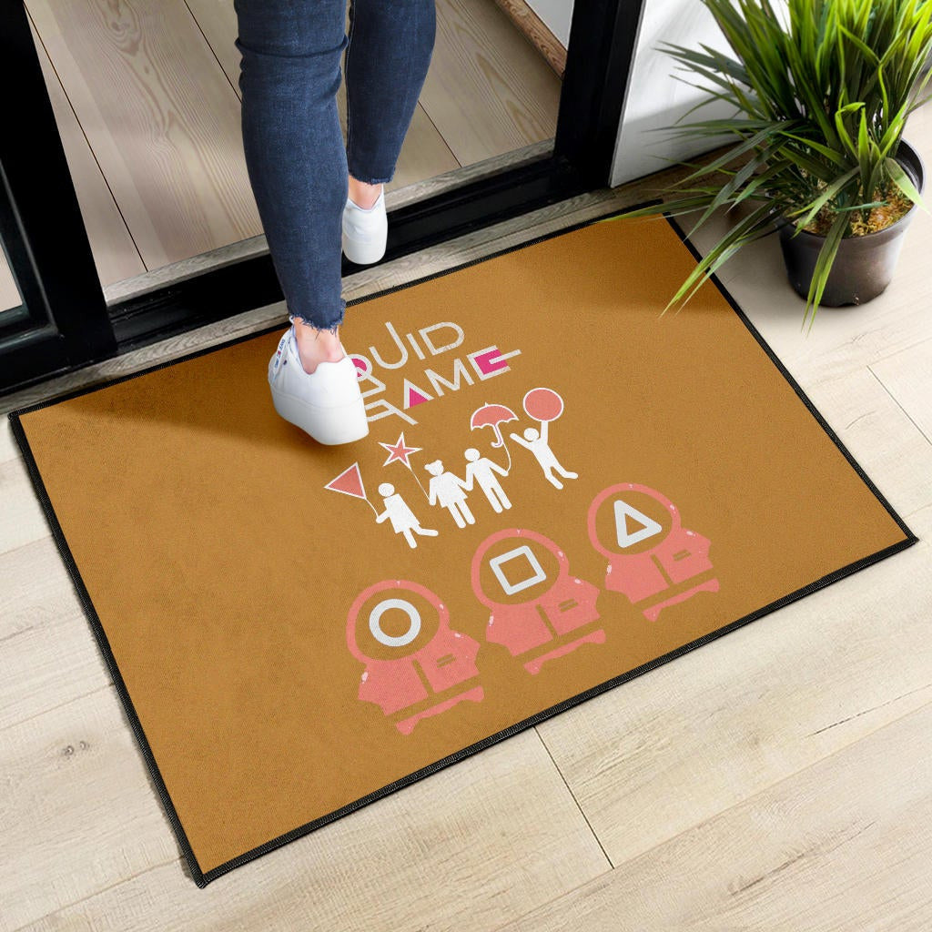 Squid Game Movie Door Mat Dalgona Challenge Round Square Triangle Umbrella Fat Squid Worker Door Mat Home Decor