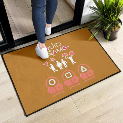 Squid Game Movie Door Mat Dalgona Challenge Round Square Triangle Umbrella Fat Squid Worker Door Mat Home Decor