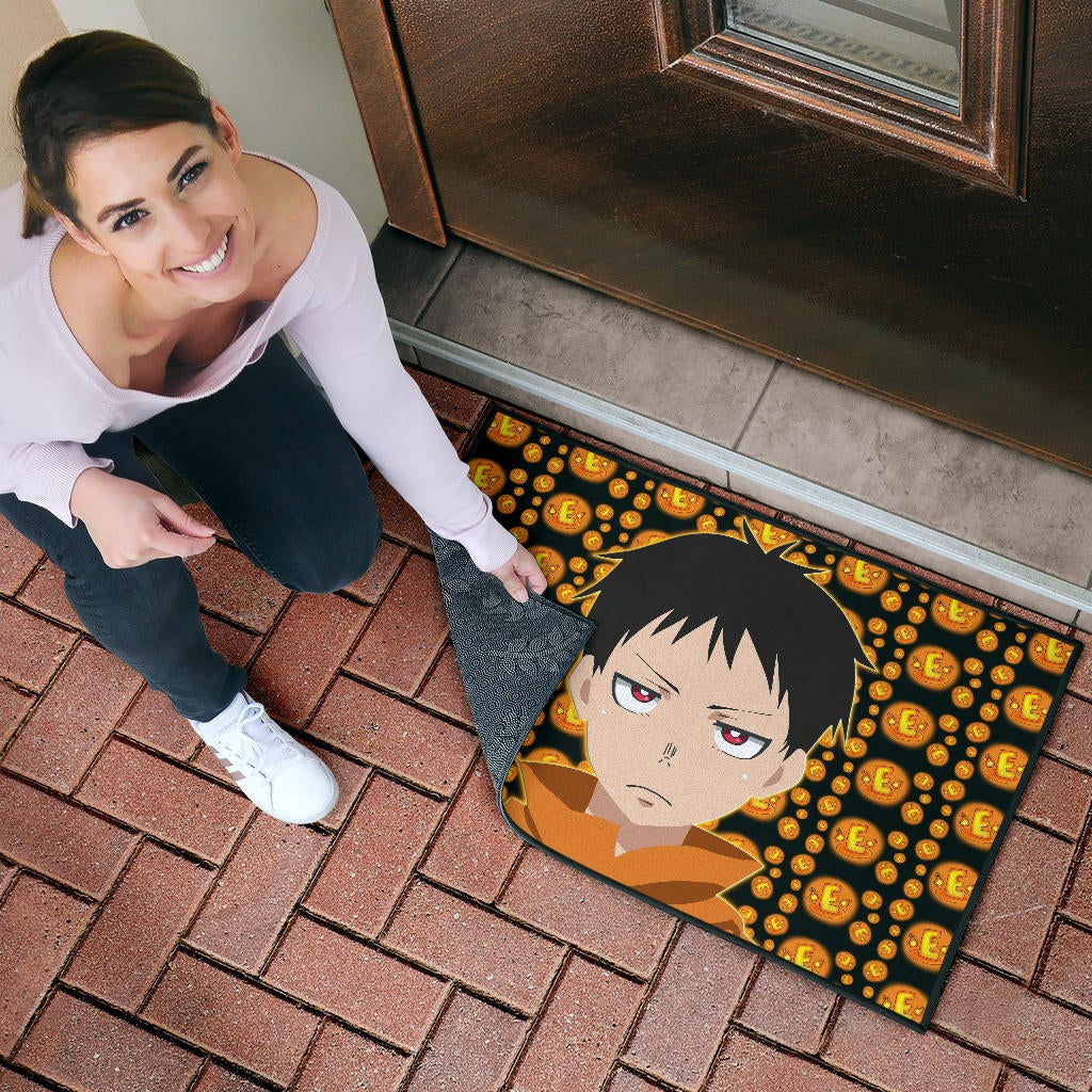 Fire Force Anime Door Mat Shinra Kusakabe Red Eye E Letter Fire Patterns Door Mat Home Decor