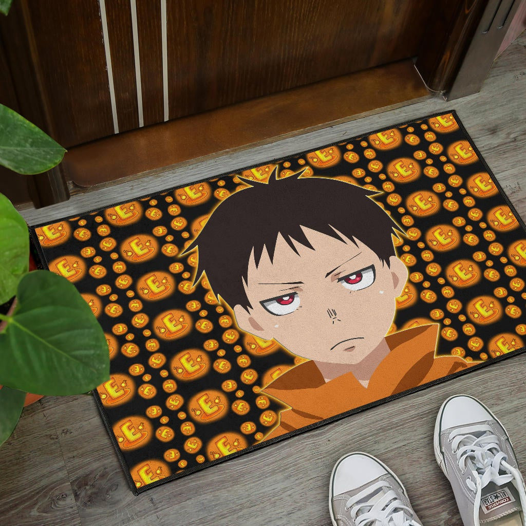 Fire Force Anime Door Mat Shinra Kusakabe Red Eye E Letter Fire Patterns Door Mat Home Decor