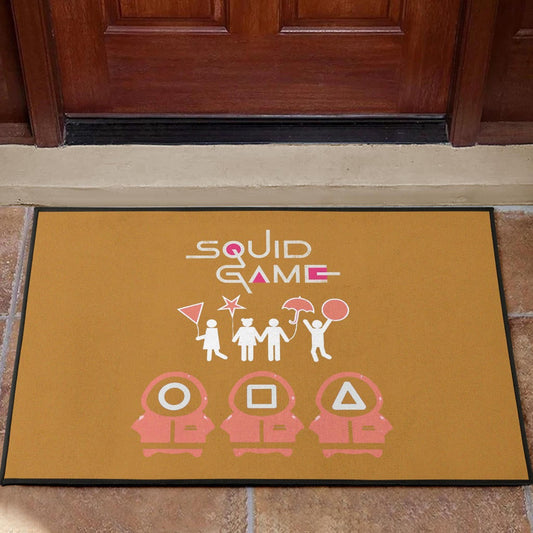 Squid Game Movie Door Mat Dalgona Challenge Round Square Triangle Umbrella Fat Squid Worker Door Mat Home Decor