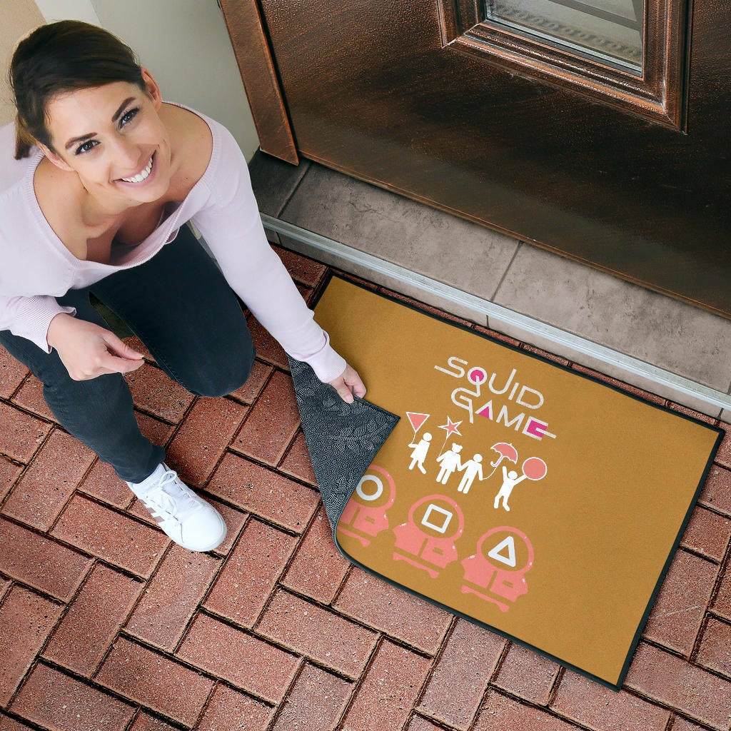 Squid Game Movie Door Mat Dalgona Challenge Round Square Triangle Umbrella Fat Squid Worker Door Mat Home Decor