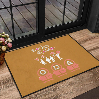 Squid Game Movie Door Mat Dalgona Challenge Round Square Triangle Umbrella Fat Squid Worker Door Mat Home Decor