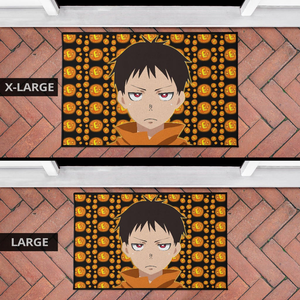Fire Force Anime Door Mat Shinra Kusakabe Red Eye E Letter Fire Patterns Door Mat Home Decor