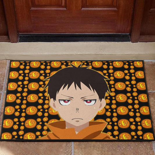 Fire Force Anime Door Mat Shinra Kusakabe Red Eye E Letter Fire Patterns Door Mat Home Decor