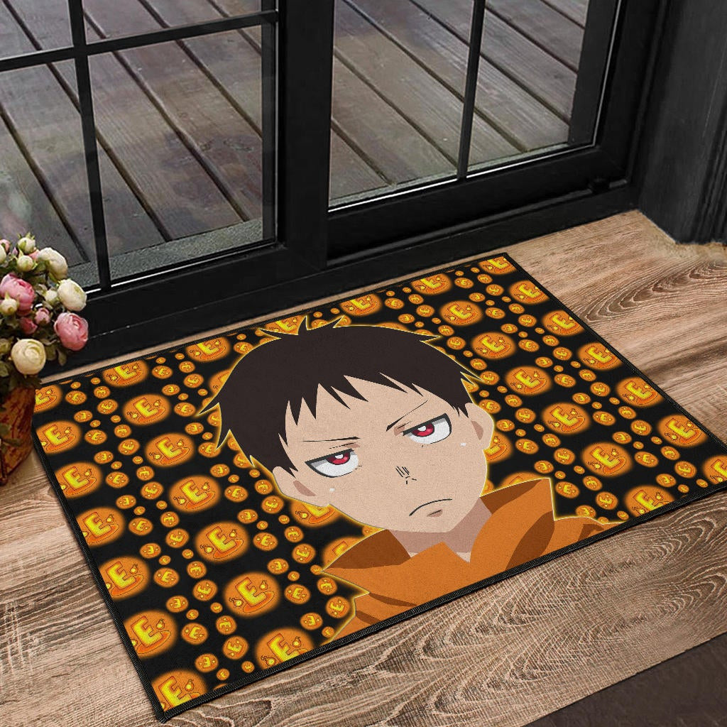 Fire Force Anime Door Mat Shinra Kusakabe Red Eye E Letter Fire Patterns Door Mat Home Decor