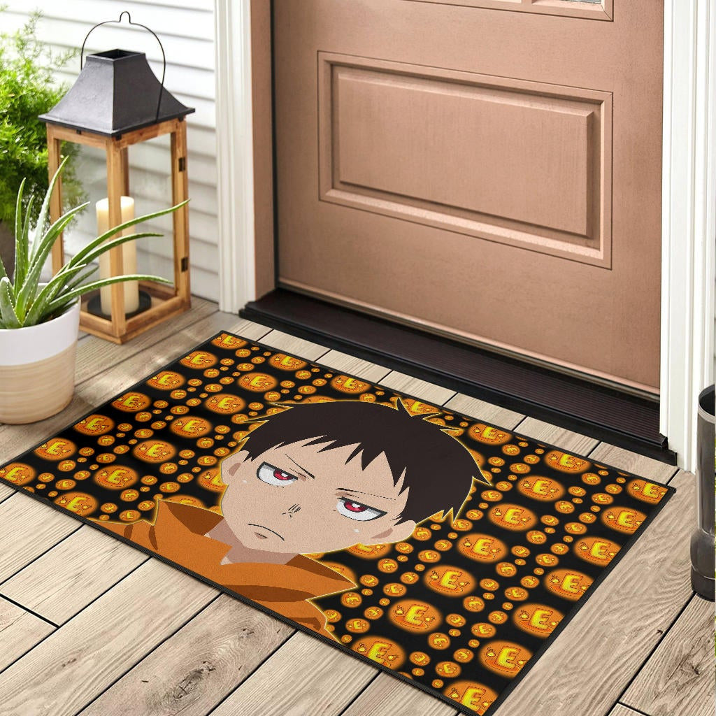 Fire Force Anime Door Mat Shinra Kusakabe Red Eye E Letter Fire Patterns Door Mat Home Decor