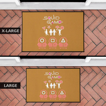 Squid Game Movie Door Mat Dalgona Challenge Round Square Triangle Umbrella Fat Squid Worker Door Mat Home Decor