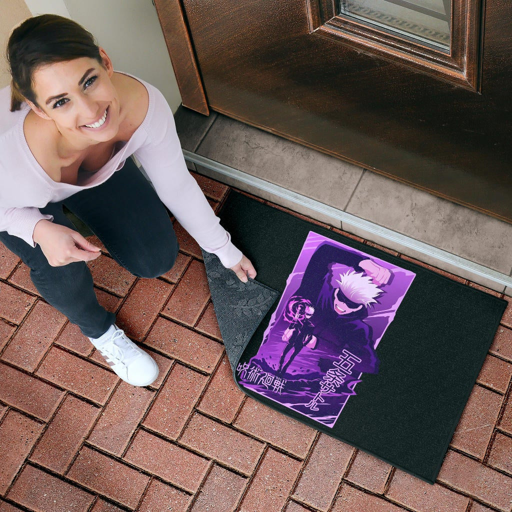 Jujutsu Kaisen Anime Door Mat Smiling Satoru Gojo Purple Power Door Mat Home Decor