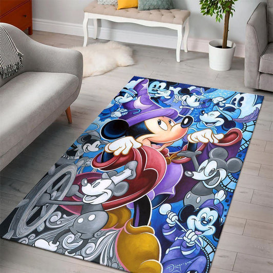Disney Movies Rectangle Rug | Mickey Mouse Living Room Cartoon Floor Carpet