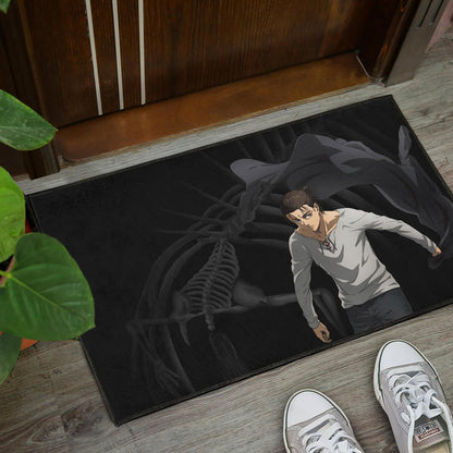 Attack On Titan Anime Door Mat - Eren Take Off Cloak Monster Skeleton Door Mat Home Decor