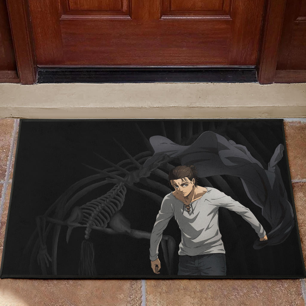Attack On Titan Anime Door Mat - Eren Take Off Cloak Monster Skeleton Door Mat Home Decor