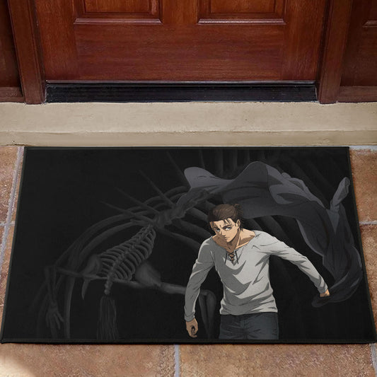 Attack On Titan Anime Door Mat - Eren Take Off Cloak Monster Skeleton Door Mat Home Decor