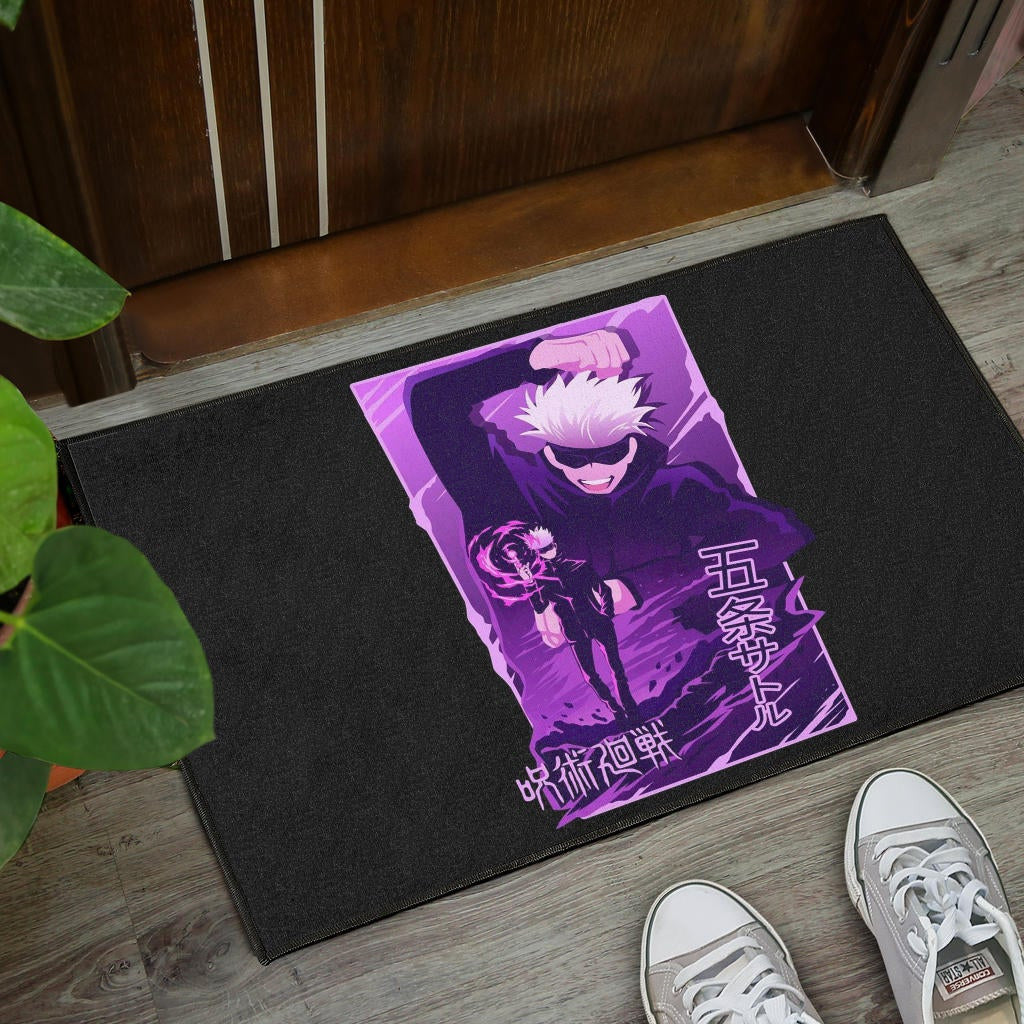Jujutsu Kaisen Anime Door Mat Smiling Satoru Gojo Purple Power Door Mat Home Decor