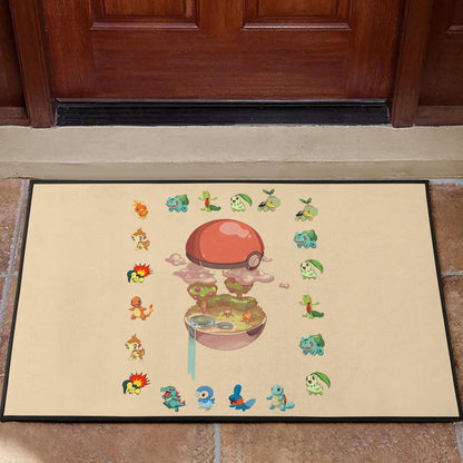 Pokemon Anime Door Mat Pokeball Opening Chibi Tiny Pokemon World Door Mat Home Decor