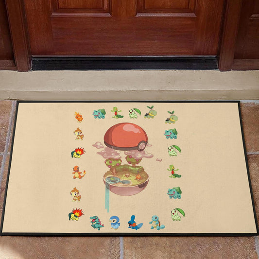 Pokemon Anime Door Mat Pokeball Opening Chibi Tiny Pokemon World Door Mat Home Decor
