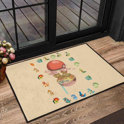 Pokemon Anime Door Mat Pokeball Opening Chibi Tiny Pokemon World Door Mat Home Decor