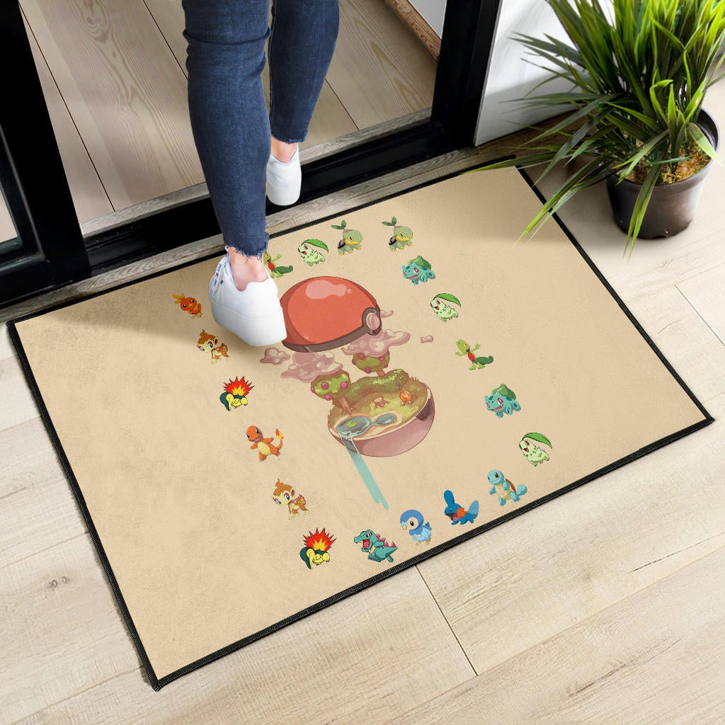 Pokemon Anime Door Mat Pokeball Opening Chibi Tiny Pokemon World Door Mat Home Decor