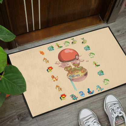 Pokemon Anime Door Mat Pokeball Opening Chibi Tiny Pokemon World Door Mat Home Decor