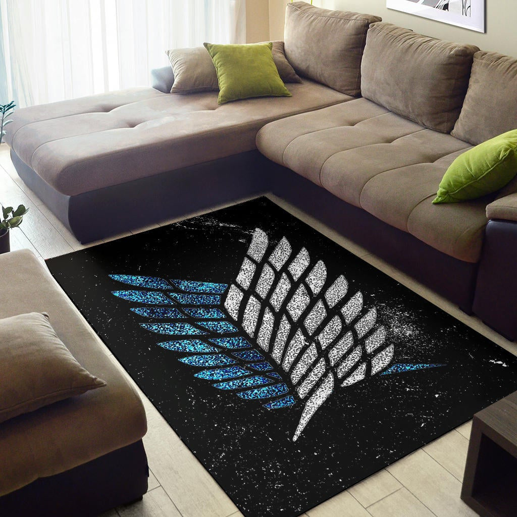 Attack On Titan Anime Area Rug - Blink Wings Of Freedom Symbol Galaxy Rugs Home Decor