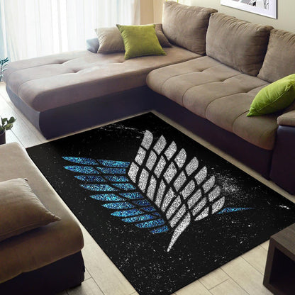 Attack On Titan Anime Area Rug - Blink Wings Of Freedom Symbol Galaxy Rugs Home Decor