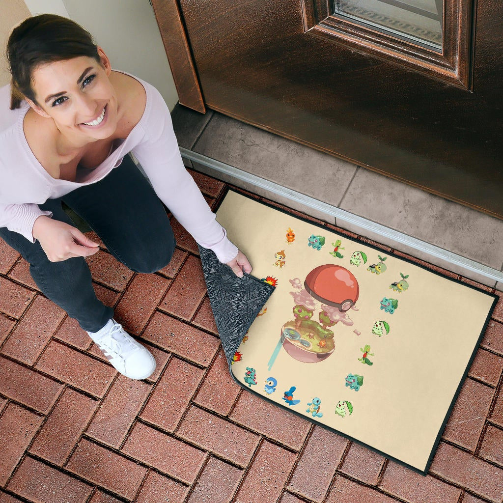 Pokemon Anime Door Mat Pokeball Opening Chibi Tiny Pokemon World Door Mat Home Decor