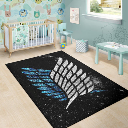Attack On Titan Anime Area Rug - Blink Wings Of Freedom Symbol Galaxy Rugs Home Decor