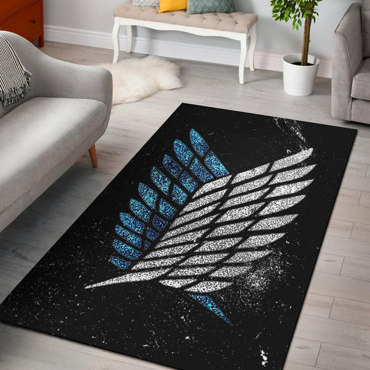 Attack On Titan Anime Area Rug - Blink Wings Of Freedom Symbol Galaxy Rugs Home Decor