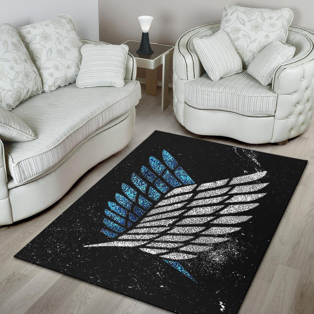 Attack On Titan Anime Area Rug - Blink Wings Of Freedom Symbol Galaxy Rugs Home Decor