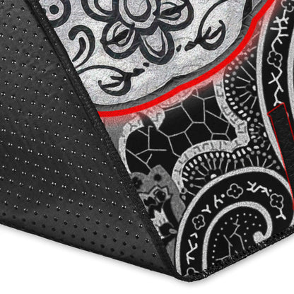 Valentine Area Rug - Tattooed Skull Rose Heart In Eyes Black White Pattern Rugs Home Decor