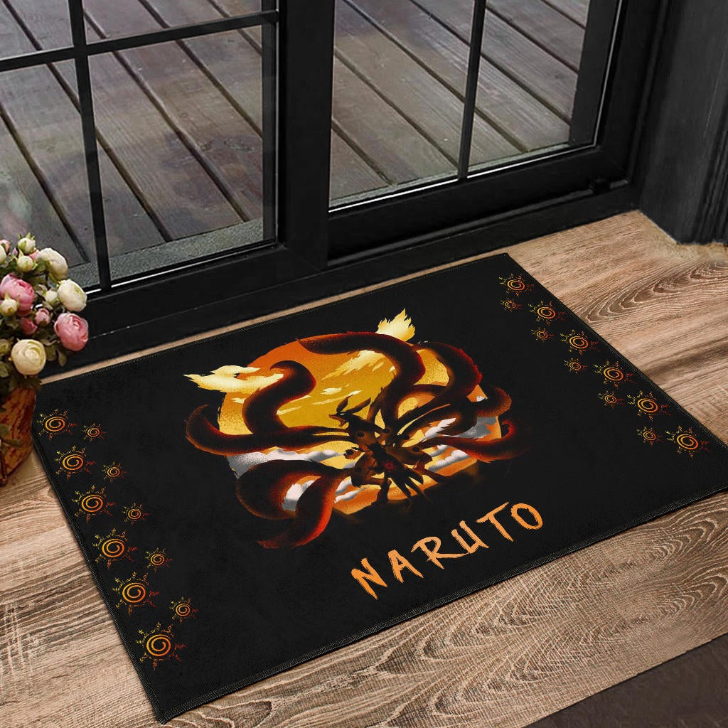 Naruto Anime Door Mat - Naruto Eight Trigram Seal With Kyuubi Nine Tails Door Mat Home Decor