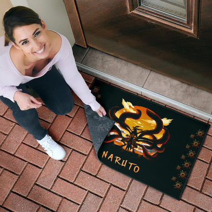 Naruto Anime Door Mat - Naruto Eight Trigram Seal With Kyuubi Nine Tails Door Mat Home Decor