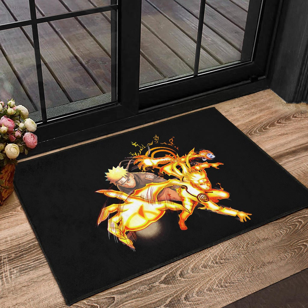 Naruto Anime Door Mat - Naruto Fighting Bijuu Mode Eight Trigram Seal Door Mat Home Decor