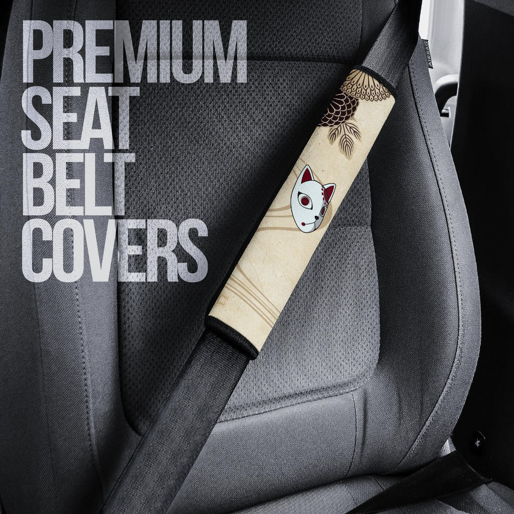 Demon Slayer Anime Seat Belt Covers - Tanjiro Protecting Nezuko Water Power Wave Belt Covers